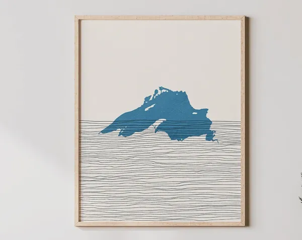 Lake Superior Map Art Print, Boho Minimalist Poster