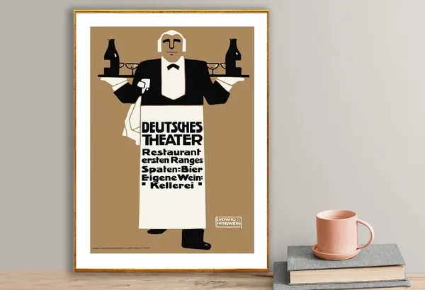 Deutsches Theater Restaurant Vintage Travel Poster