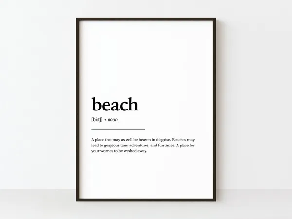 Beach Definition Quote Art Print, Holiday Travel