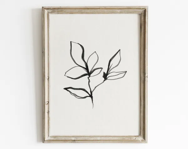 Abstract Leaf Sketch, Vintage Botanical Art Print