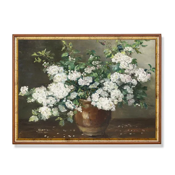 Vintage Still Life With Flowers, Rustic Floral Art Print