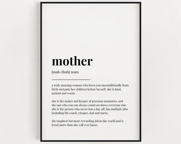 Mother Definition Quote Art Print, Gift For Mom