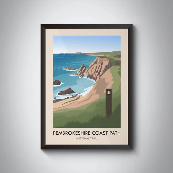 Pembrokeshire Coast Path Travel Poster, Wales