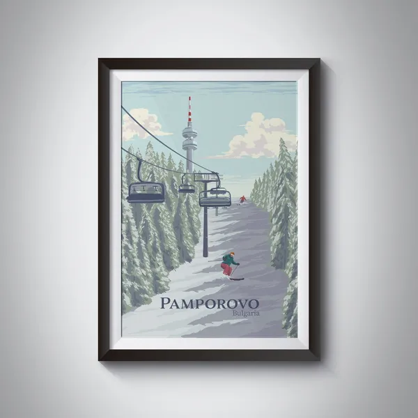 Pamporovo Vintage Travel Poster, Rhodope Mountains