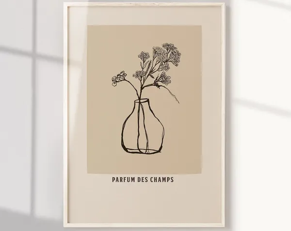 White Flowers Bouquet Art Print, Hand Drawn Floral