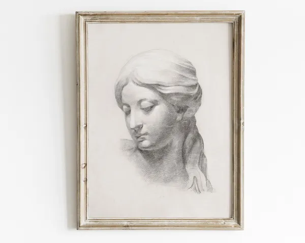 Vintage Woman Figure Sketch, Classical Art Print