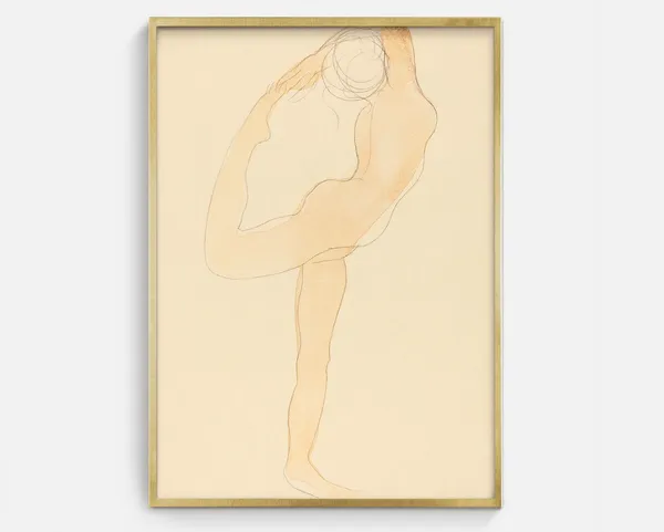 Nude Dancer Sketch No1, Minimalist Vintage Art Print