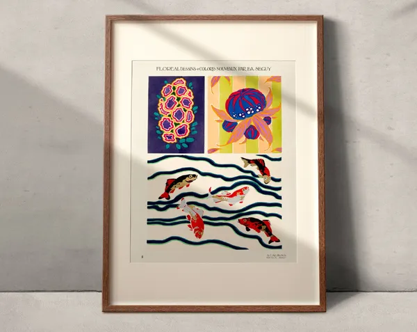Emile Alain Sguy 1925 Fish Poster, Vintage Art Deco Print