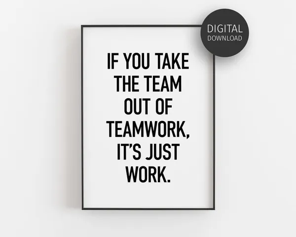 Teamwork Quote, Minimalist Office Art Print