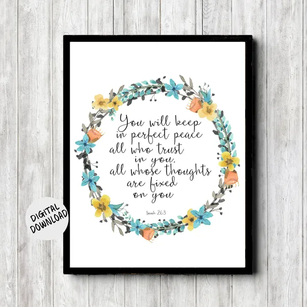 Isaiah 26:3 Peace Bible Verse Art Print