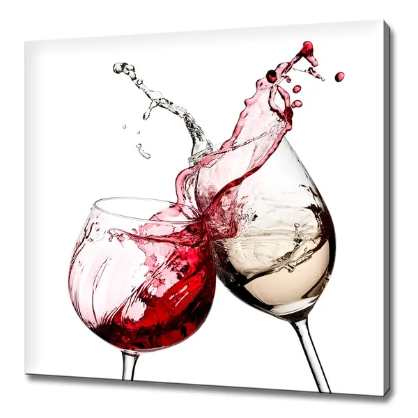 Red and White Wine Glasses, Modern Kitchen Art Print