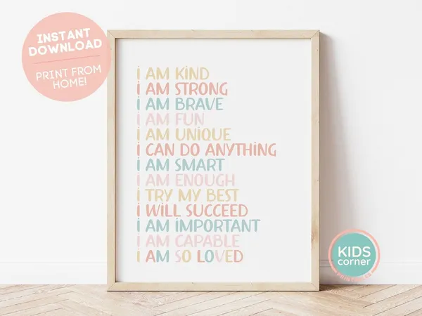 I Am So Loved Affirmations for Kids Poster
