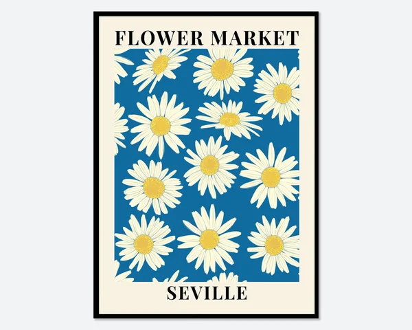 Flower Market Seville Daisies Botanical Art Print