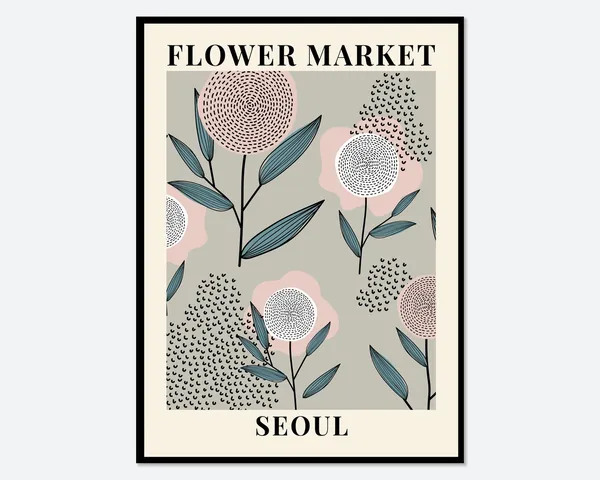 Flower Market Seoul Botanical Spring Floral Art Print