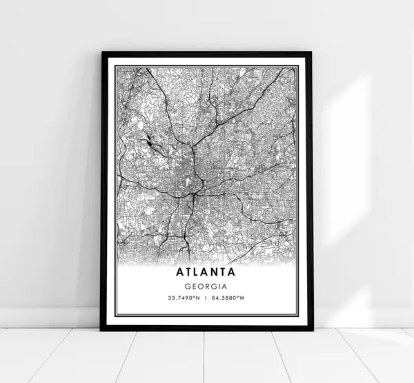 Atlanta Map Print Poster, Georgia City Travel Poster