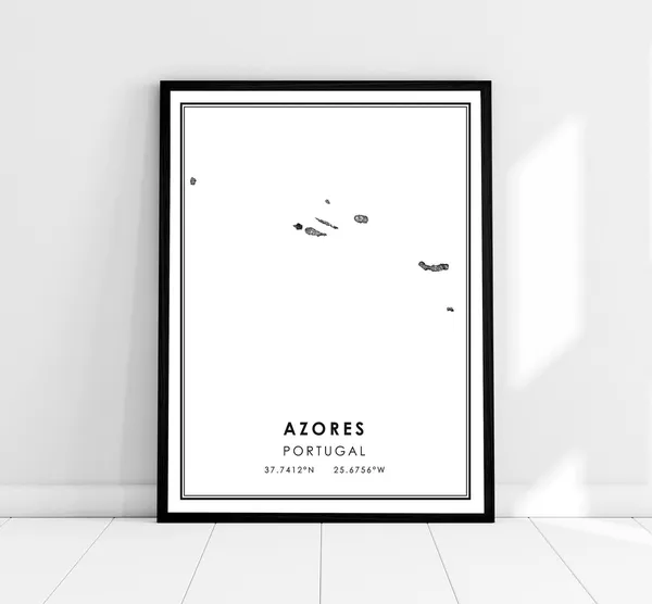 Azores Map Print, Portugal Travel Poster
