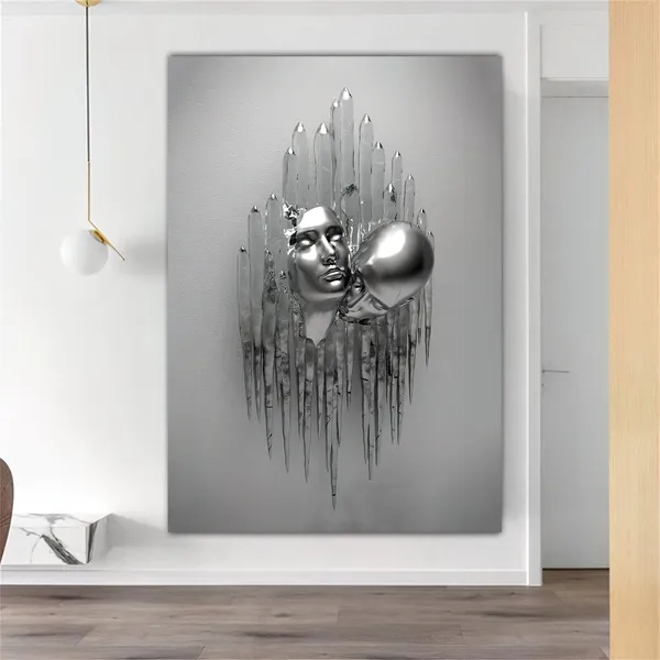 Kissing Heads 3D Sculpture Effect, Valentine's Art Print