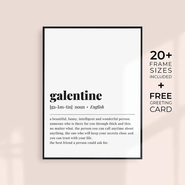 Galentine Definition Art Print, Friendship Poster