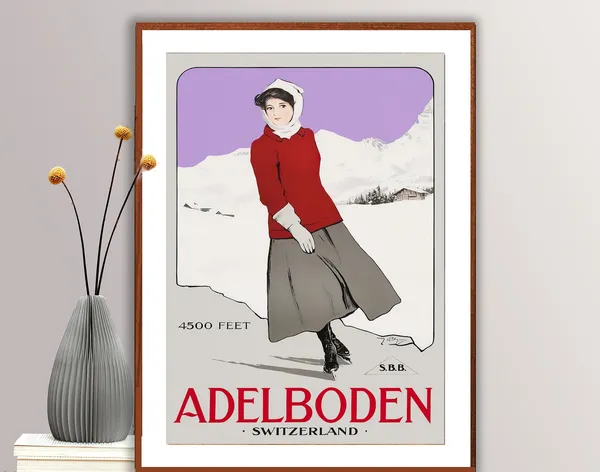 Adelboden Suisse Vintage Travel Poster, Travel Poster