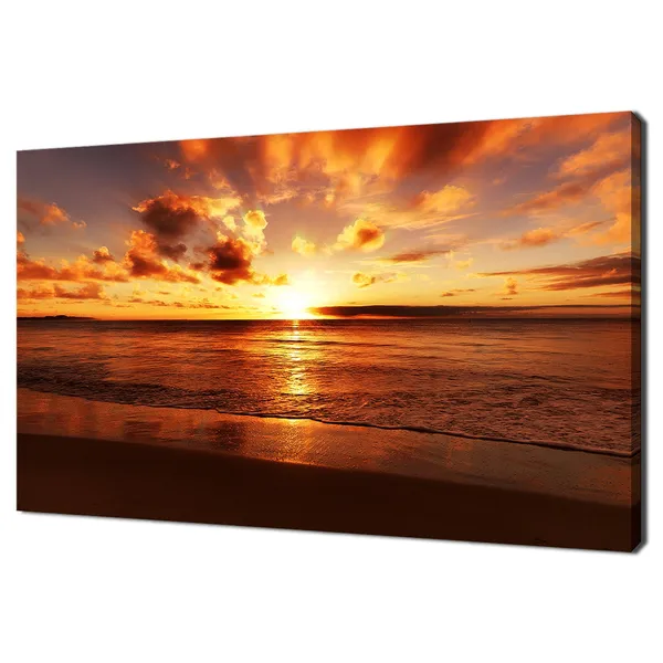 Tropical Sunset Beach Seascape, Modern Art Print