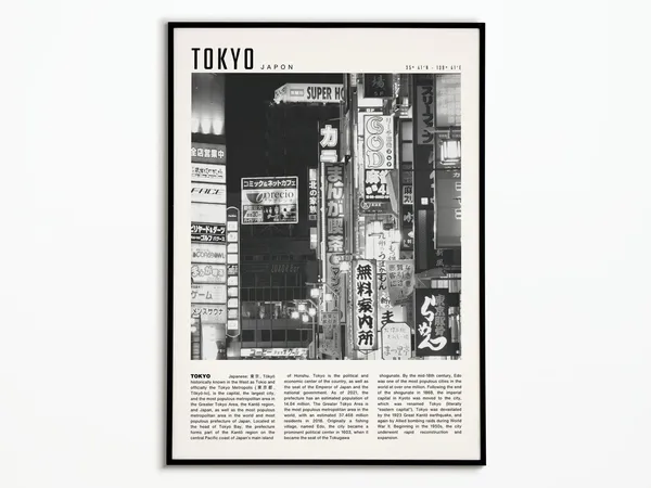 Tokyo Vintage Travel Poster, Japan Wall Art Print