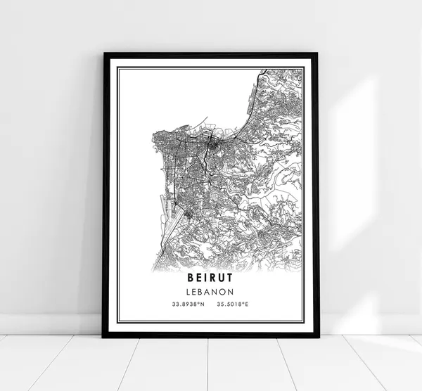 Beirut Map Art Print, Lebanon City Map