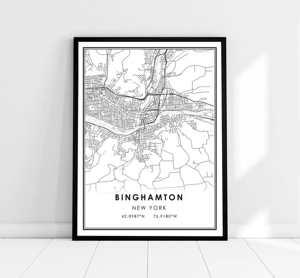 Binghamton Map Poster Print