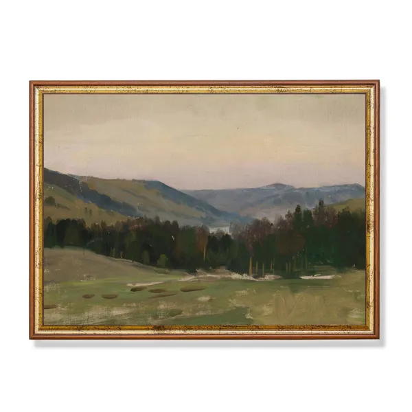 Antique Country Landscape Farmhouse Wall Art Print