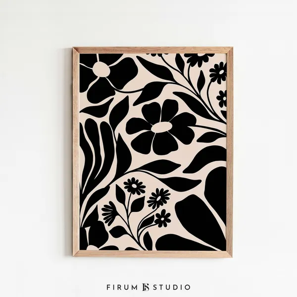 Abstract Botanical Wall Art, Neutral Minimalist Print