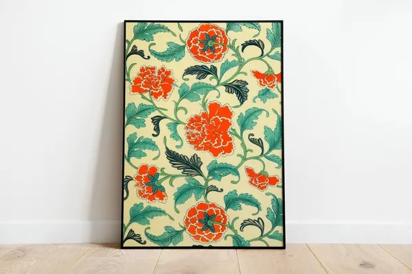 Floral Abstract Flowers, Vintage Botanical Art Print