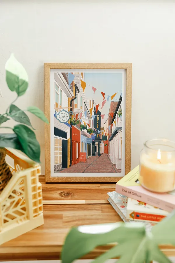 Brighton The Lanes Travel Poster, Coastal Print