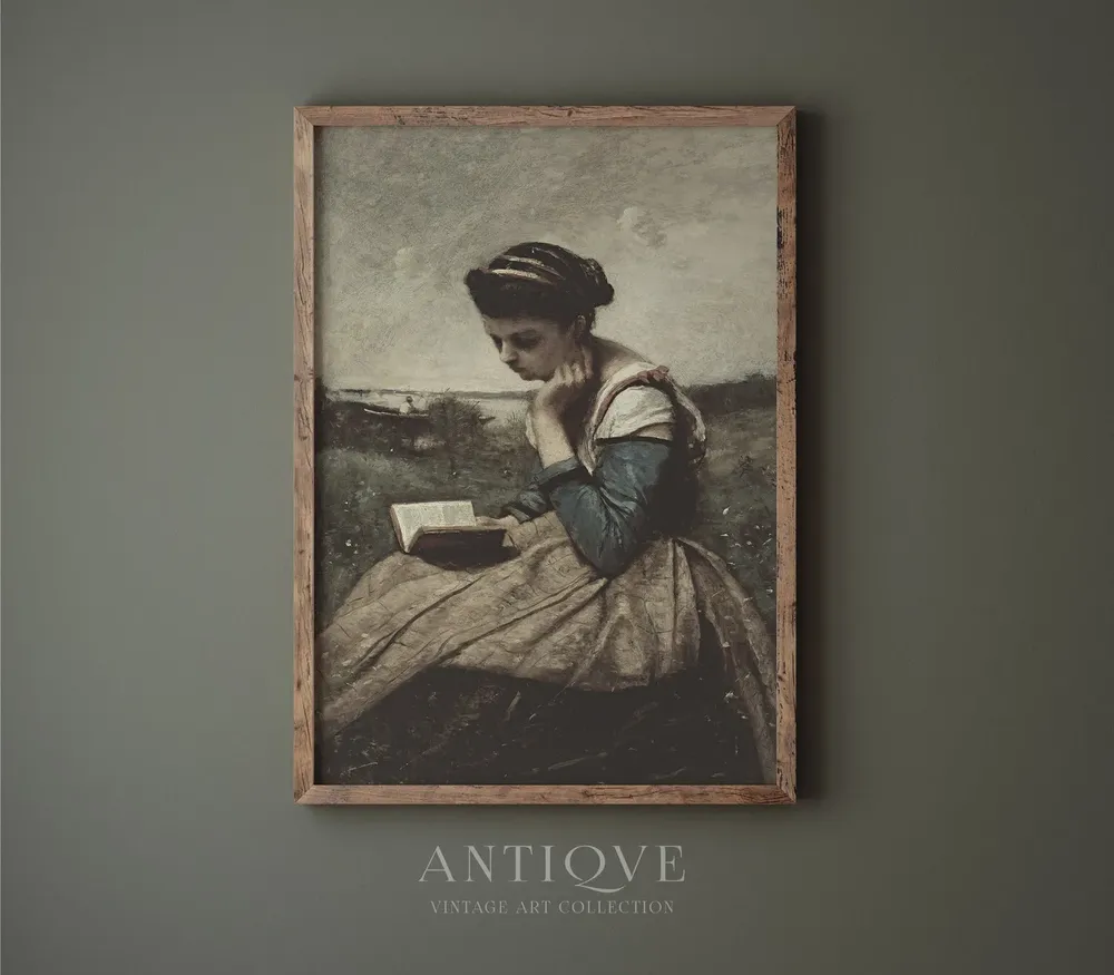 Girl Reading - Vintage Print - Image 3