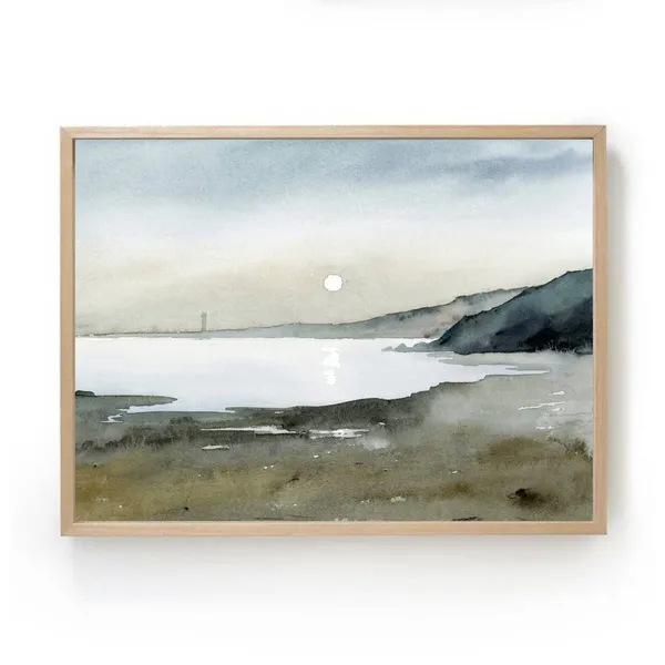 Sea Watercolor Painting, Modern Minimalist Coastal Art Print