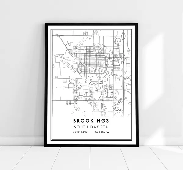 Brookings Map Print, South Dakota City Poster