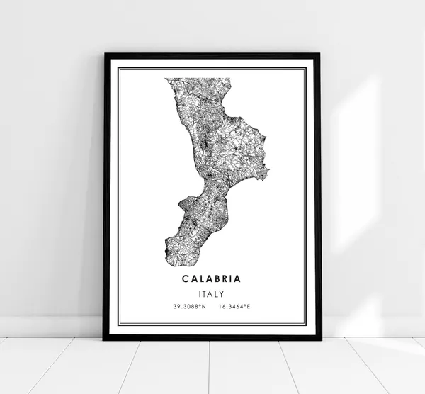 Calabria Map Travel Poster, Italy City Print