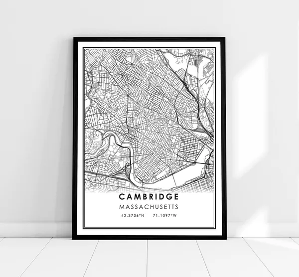 Cambridge Map Print, Massachusetts City Travel Poster