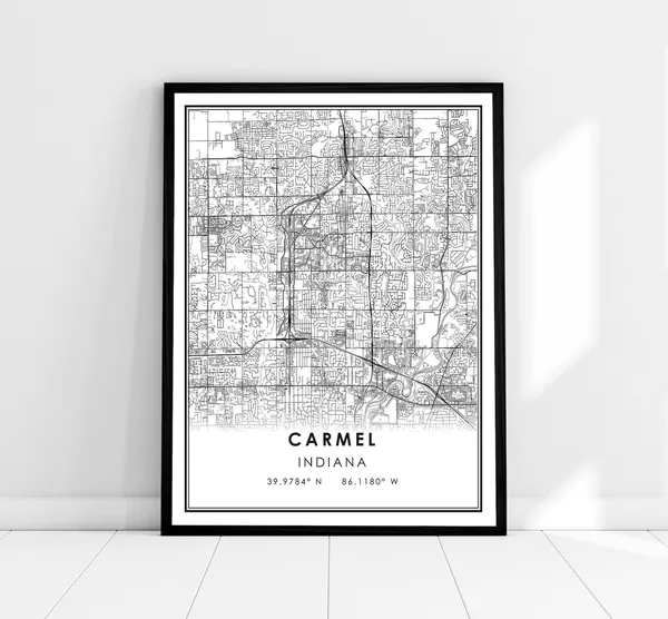 Carmel Map Print Poster, Indiana City Travel