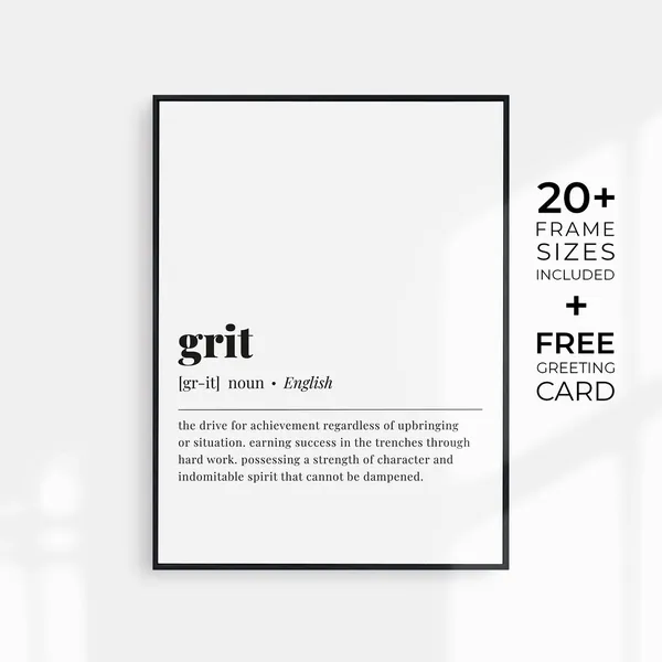 Grit Definition Motivational Quote Art Print