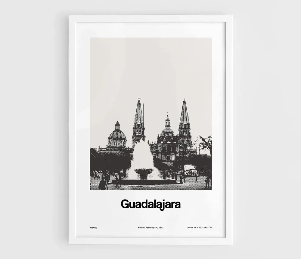 Guadalajara Minimalist Travel Poster, Jalisco State Mexico