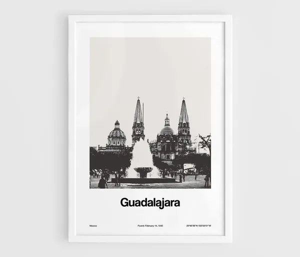 Guadalajara Minimalist Travel Poster, Jalisco State Mexico