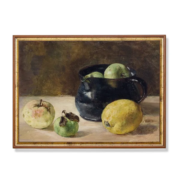 Vintage Still Life With Fruits, Farmhouse Art Print
