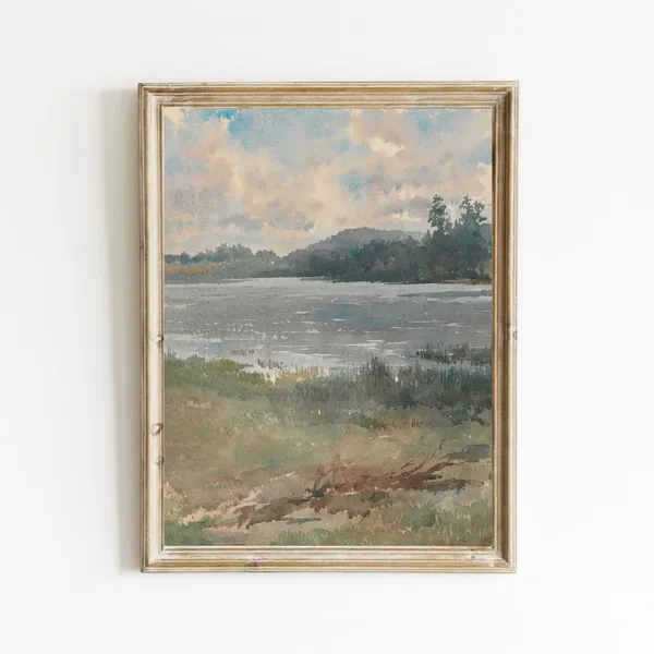 Watercolor Landscape Vintage Coastal Art Print