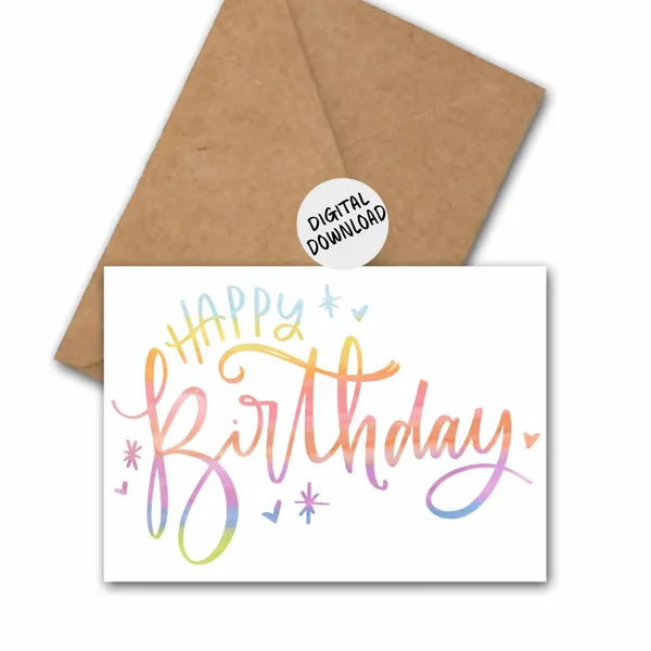 Watercolor Birthday Wishes Typography Card Art Print