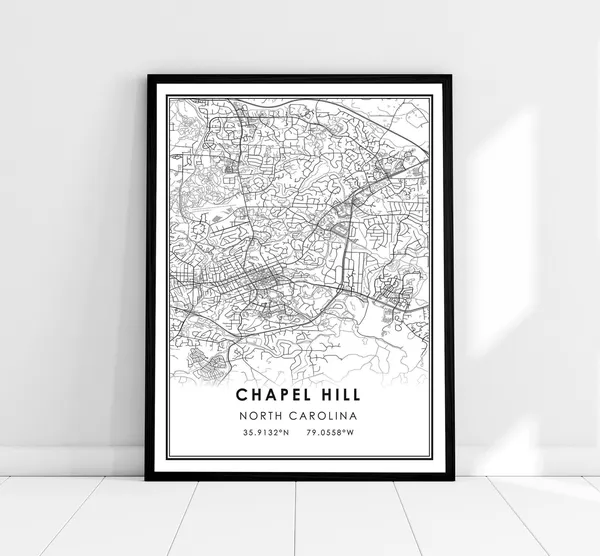 Chapel Hill Map Print Poster, North Carolina City