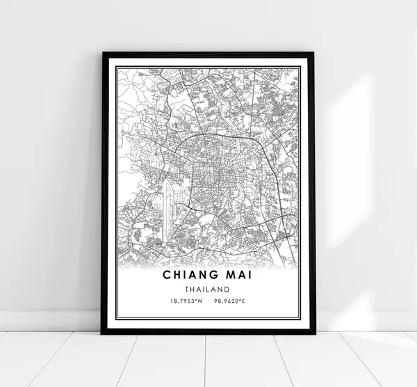 Chiang Mai Map Print Poster, Thailand City Map