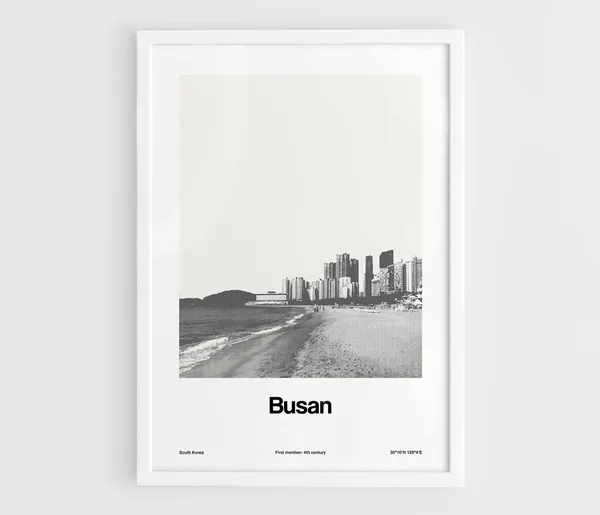 Busan Haeundae Beach, South Korea Minimalist Travel Poster