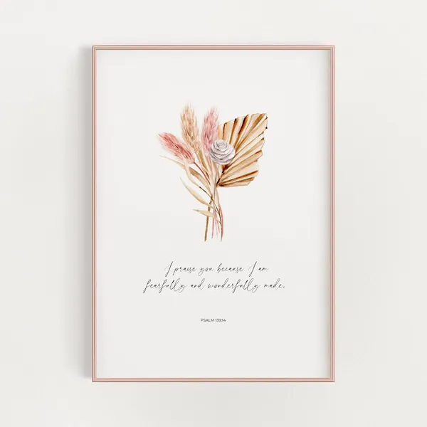 Psalm 139:14 Fearfully & Wonderfully Made Nursery Art Print