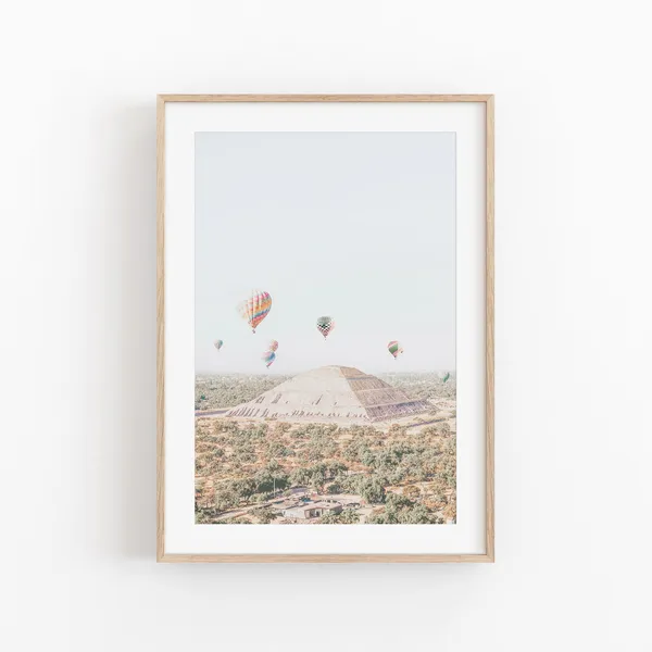 Mexico Hot Air Balloon Minimalist Travel Poster