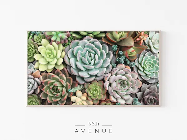 Floral Frame TV Art, Succulent Botanical Print