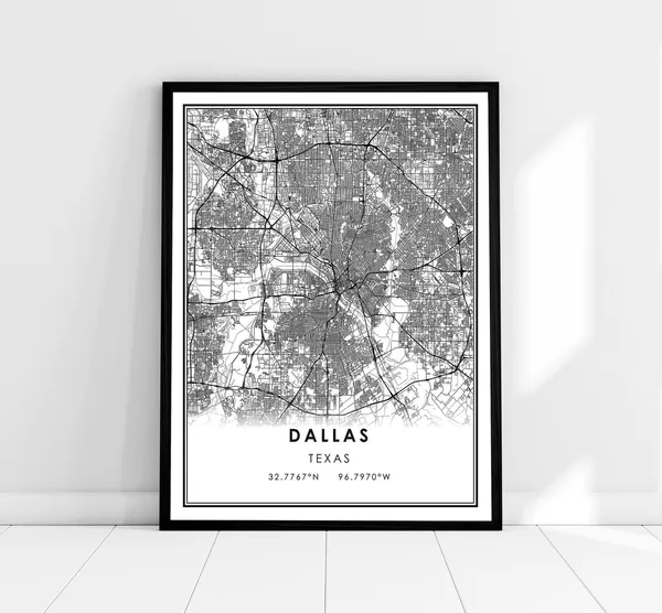 Dallas Map Print, Texas City Travel Poster